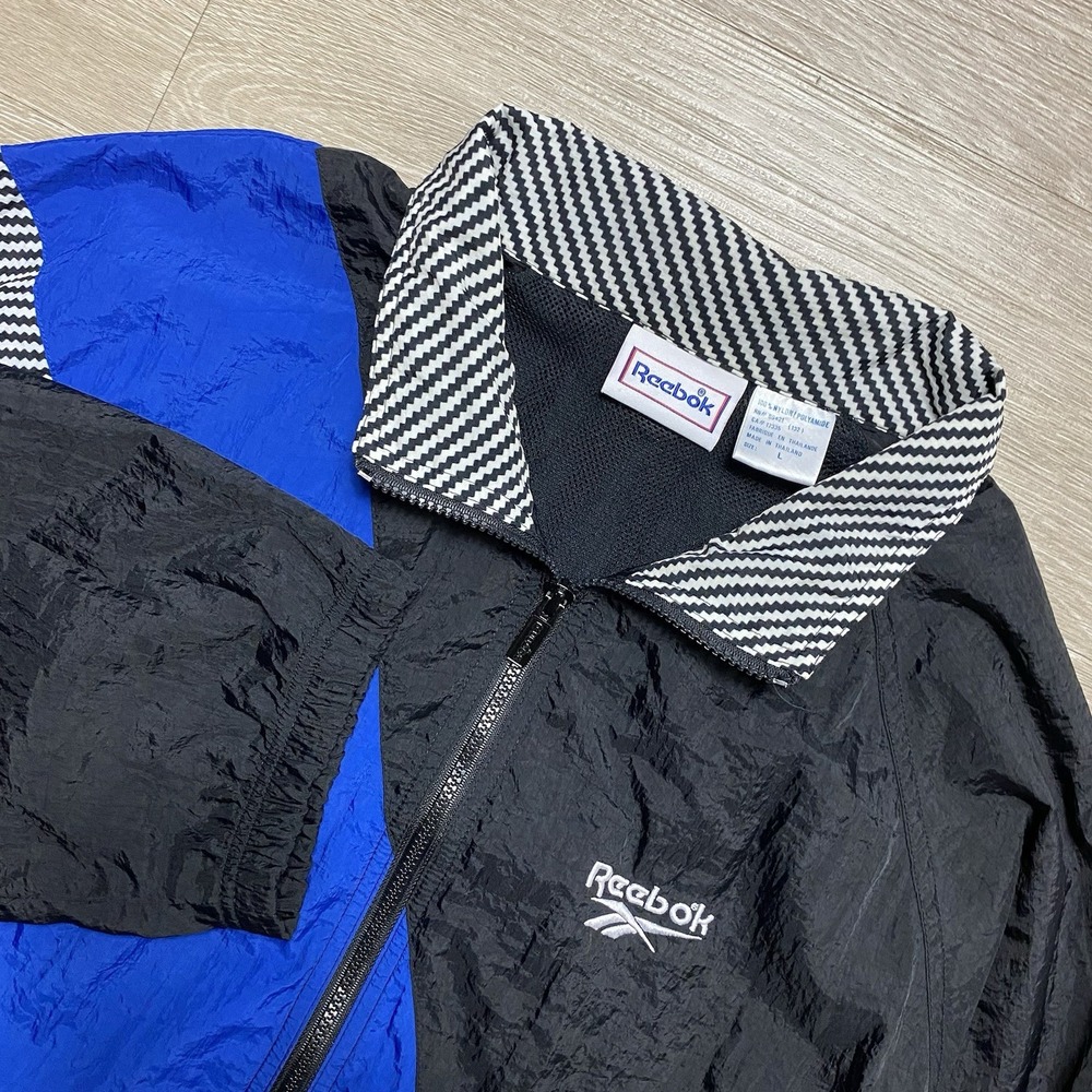 Vintage 90s Reebok Vented Track Jacket Men's L Color Block Zip Nylon Windbreaker